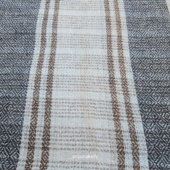 Cashmere Woven Scarf Stripes Brown Grey Nepal - Picture 11 of 11